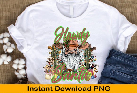 Retro Christmas Png, Cowboy Santa Png